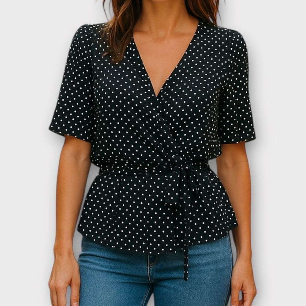 7 for all mankind Polka Dot Wrap Blouse Size M